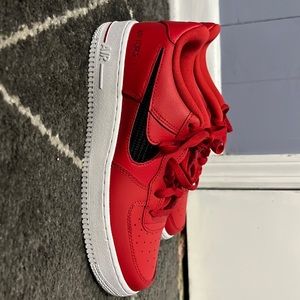 Red and Black Nike Air Force Ones